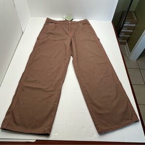 No Fear x H&M‎ Carpenter Wide Leg Twill Skater Pant Womens Size 16 Brown Y2K NEW